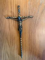 Antieke metalen kruisbeeld, Verzamelen, Religie, Ophalen of Verzenden, Gebruikt, Beeld(je), Christendom | Katholiek