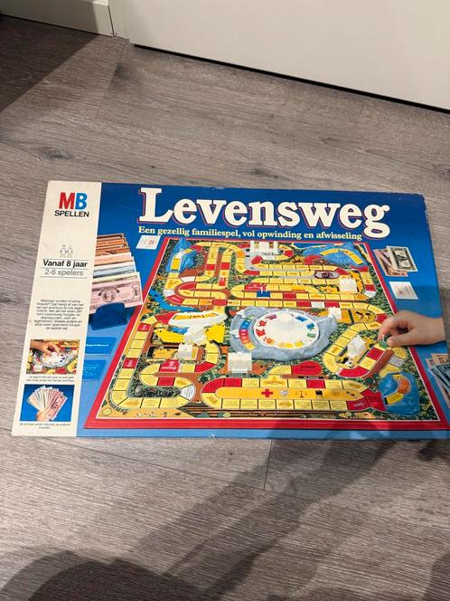 Levensweg Bordspel - MB Spellen Vintage, Hobby en Vrije tijd, Gezelschapsspellen | Bordspellen, Gebruikt, Drie of vier spelers