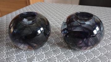Set/2 Kosta Boda waxinelichthouders Cool Moon, zwart paars beschikbaar voor biedingen