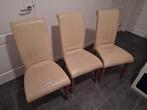 Set van 6 beige lederen stoelen, Huis en Inrichting, Stoelen, Ophalen, Overige kleuren