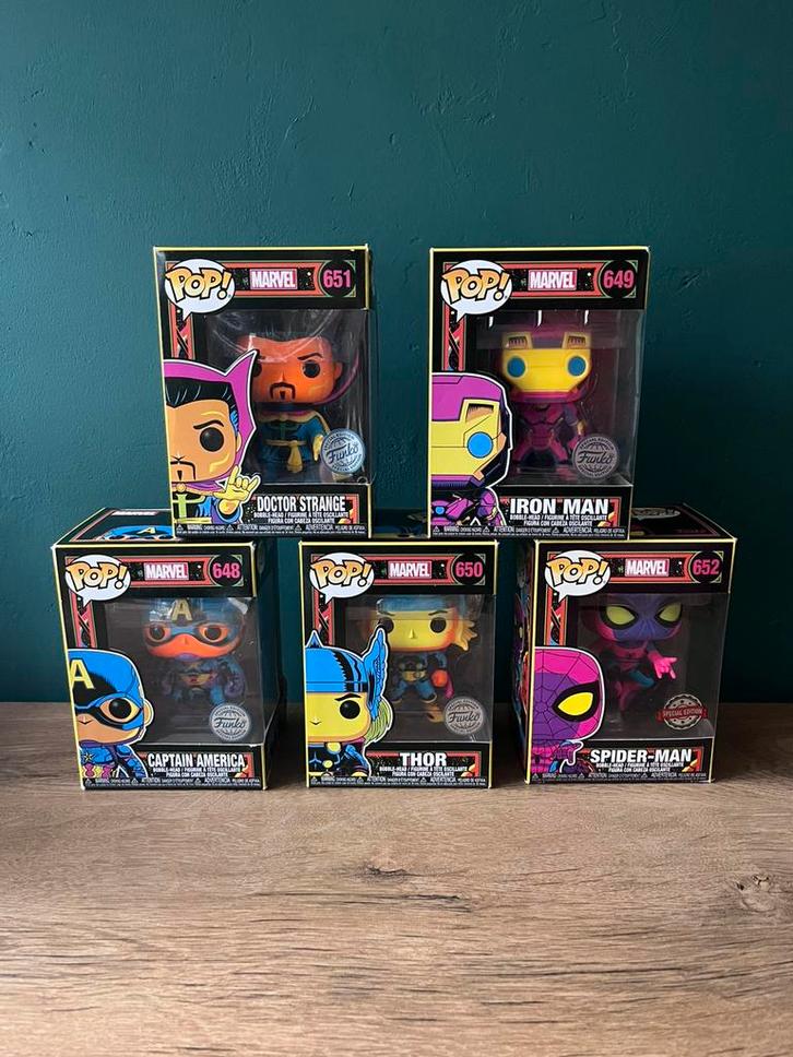 Funko Pop Marvel black light set special edition., Verzamelen, Poppetjes en Figuurtjes, Zo goed als nieuw, Ophalen of Verzenden
