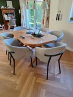 Massief eiken eettafel (uittrekbaar), Ophalen, Gebruikt, Eikenhout, 200 cm of meer