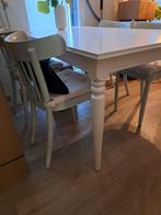Witte uitschijfbare eettafel Ikea (Rosentorp), Huis en Inrichting, Tafels | Eettafels, Gebruikt, 150 tot 200 cm, Rechthoekig, 50 tot 100 cm