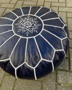 Nieuwe Marokkaanse handgemaakte leren poef, gevuld, Minder dan 50 cm, Rond, Nieuw, Ophalen of Verzenden