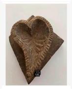 Houten hart batik stempel, blok is 16 x 13 cm, Antiek en Kunst, Ophalen of Verzenden