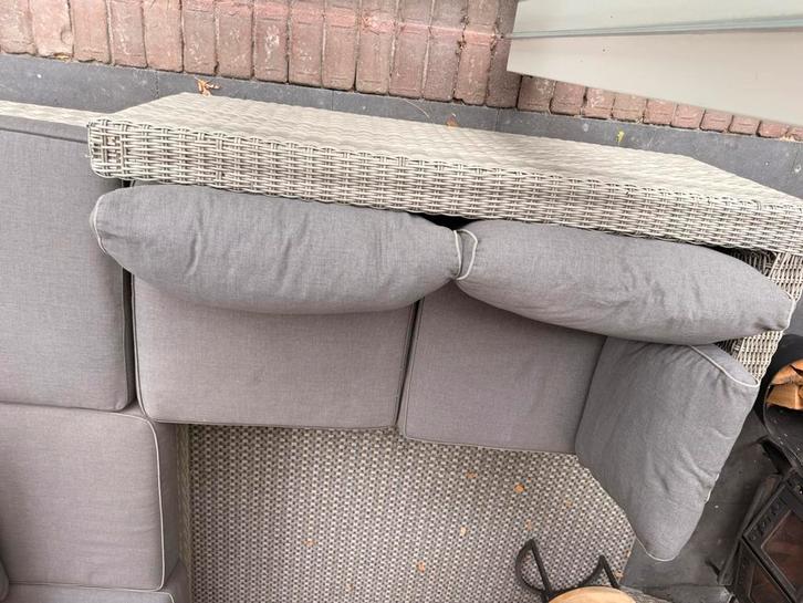 Loungeset met kussens, Tuin en Terras, Tuinsets en Loungesets, Gebruikt, Loungeset, Wicker, 6 zitplaatsen, Stoel, Ophalen