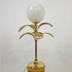 Tafellamp palmlamp mid century goud verguld 70s, Ophalen of Verzenden, Gebruikt, Glas, Minder dan 50 cm