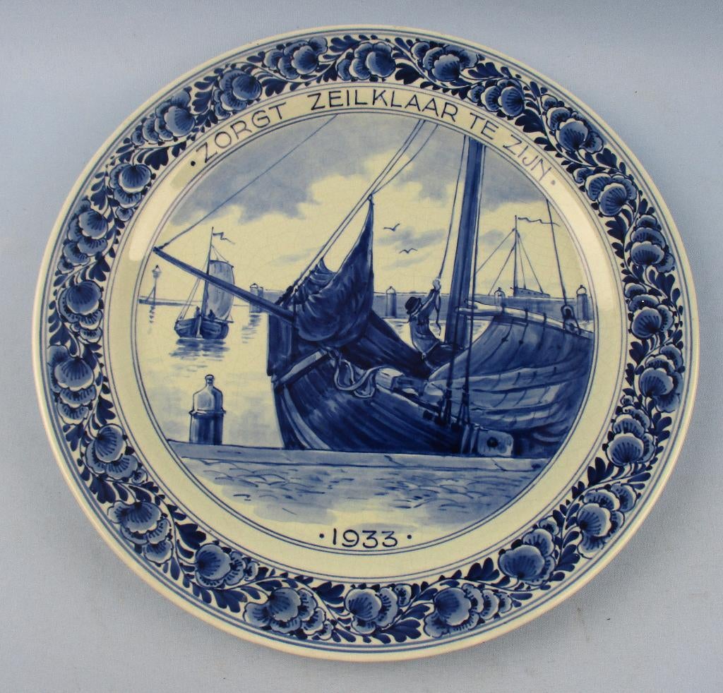 Porceleyne Fles bord uit 1933 Delfts blauw wandbord, Ophalen of Verzenden