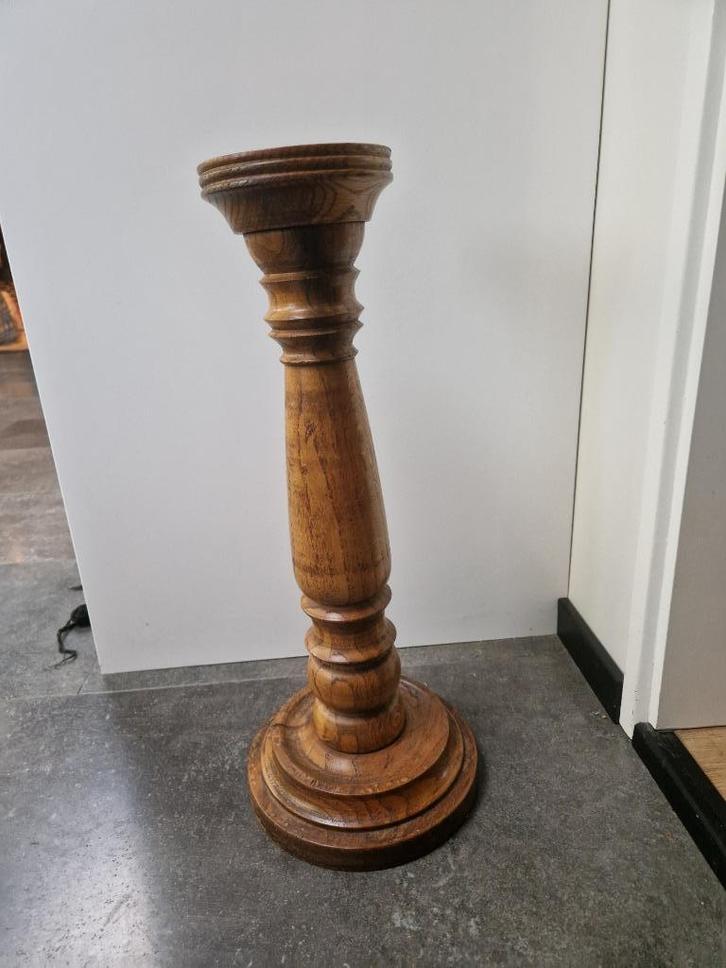 vintage massief eiken kaarsenhouder / kandelaar, Huis en Inrichting, Woonaccessoires | Kandelaars en Kaarsen, Zo goed als nieuw