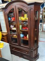 Houten Vitrinekast met Glas en Lade 40x140x193 cm, Ophalen, Gebruikt, 100 tot 150 cm, Glas