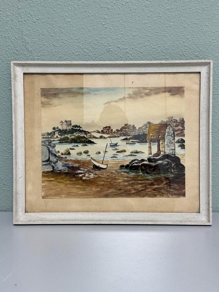Raymond BLOSSIER 1925-13 Schilderij Calvaire zee Olieverf, Antiek en Kunst, Kunst | Schilderijen | Klassiek, Ophalen of Verzenden