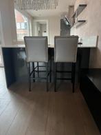 Elegante barkruk met lederen bekleding, Huis en Inrichting, Barkrukken, Ophalen, Met voetsteun, 60 tot 90 cm, Zo goed als nieuw