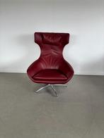 1x Caruzzo PLUS Fauteuil Rood Leer + Nekkussen - Chroom, Huis en Inrichting, Niet ingevuld, 75 tot 100 cm, Ophalen of Verzenden