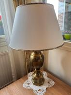 Tafellamp messing voet met stoffen kap, Ophalen, Gebruikt, Metaal, 50 tot 75 cm