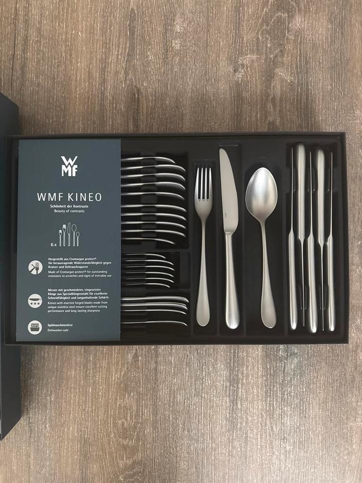 WMF KINEO Bestekset - 30-delig, Huis en Inrichting, Keuken | Bestek, Nieuw, Bestekset, Rvs of Chroom, Vaatwasserbestendig, Ophalen