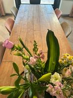 Eettafel met zwart onderstel, Huis en Inrichting, Ophalen, Gebruikt, Hout met zwart onderstel, Minder dan 4 stoelen