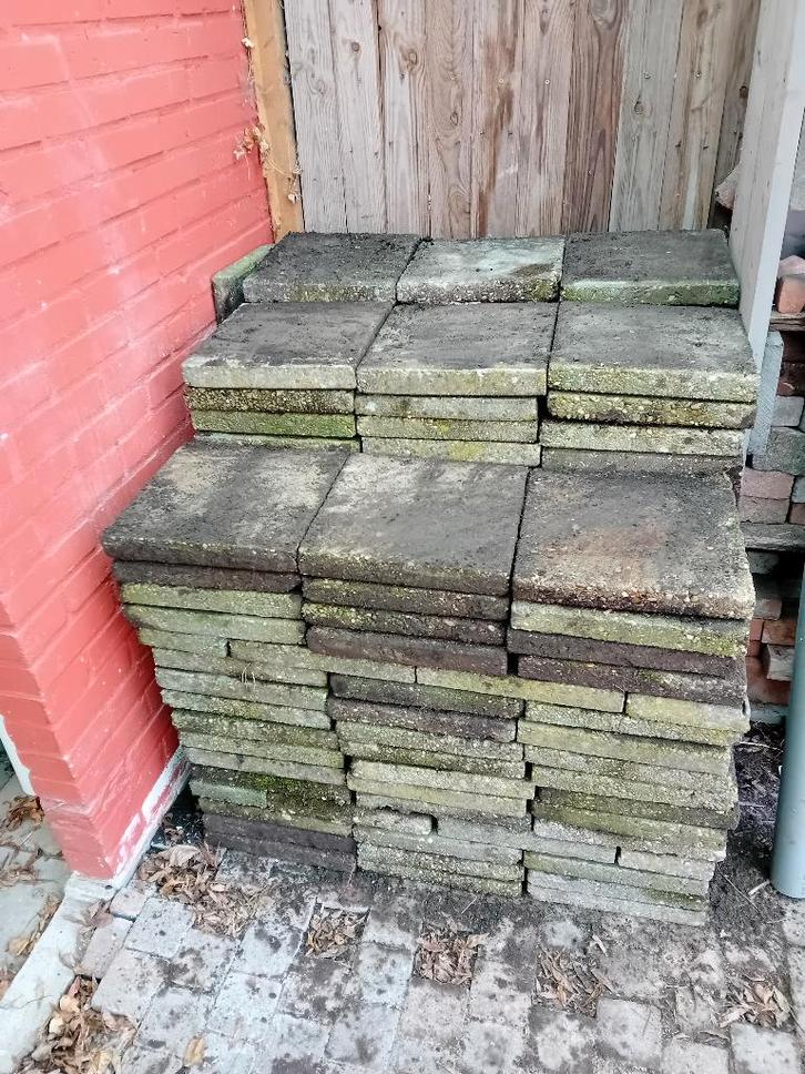 150 Stoeptegels 30x30 cm, Tuin en Terras, Tegels en Klinkers, Gebruikt, Terrastegels, Beton, 10 m² of meer, Ophalen
