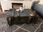 Stoere Salontafel Kist Grijs Hout, Huis en Inrichting, Tafels | Salontafels, Gebruikt, Minder dan 50 cm, Rechthoekig, Overige houtsoorten
