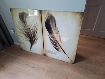 Glazen Wanddecoratie - 2 stuks - 90x60cm - Nieuwstaat beschikbaar voor biedingen