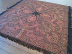 Vintage tafelkleed, jaren 30, roestbruin en zwart, 93x100cm, Huis en Inrichting, Keuken | Textiel, Ophalen of Verzenden, Gebruikt