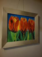 Olieverf Schilderij Tulpen met Lijst, Ophalen of Verzenden