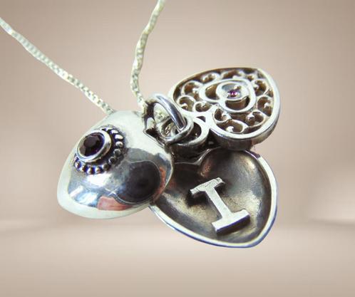Aparte 925 zilveren 3-delige I LOVE U hart hanger ketting!, Sieraden, Tassen en Uiterlijk, Kettingen, Zo goed als nieuw, Zilver