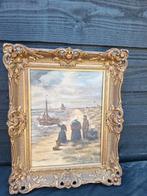 vissersvrouwen op strand Katwijk, Antiek en Kunst, Kunst | Schilderijen | Klassiek, Ophalen of Verzenden