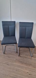 Twee grijze eetkamerstoelen met metalen poten, Ophalen, Gebruikt, Twee, Metaal