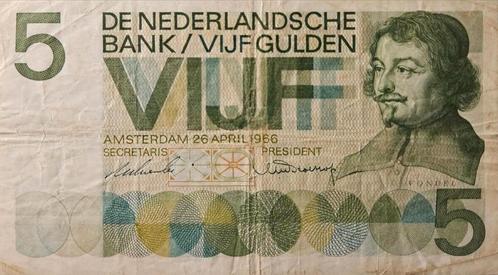 Verschillende 5 Guldenbiljetten 1966 ( XE, XL, ZY, ZT en AA), Postzegels en Munten, Bankbiljetten | Nederland, Los biljet, 5 gulden