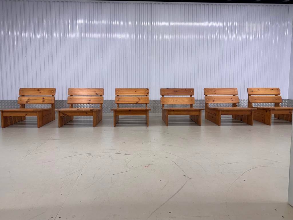 brutalistisch architectonische klooster lounge modulaire set, Huis en Inrichting, Fauteuils, Gebruikt, Hout, 50 tot 75 cm, Minder dan 75 cm