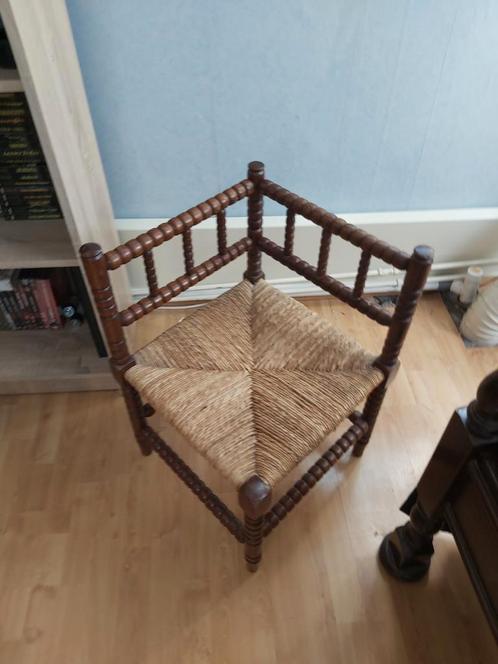 Houten Hoekstoel met Touwzitting, Antiek en Kunst, Antiek | Meubels | Stoelen en Banken, Ophalen
