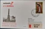 Luchtpost Zwitserland Swiss Air Geneve - Seoul 1986, Postzegels en Munten, Ophalen of Verzenden, Envelop