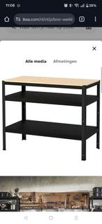 BROR Ikea werkbank zwart/grenen, Huis en Inrichting, Ophalen, 25 tot 50 cm, Rechthoekig