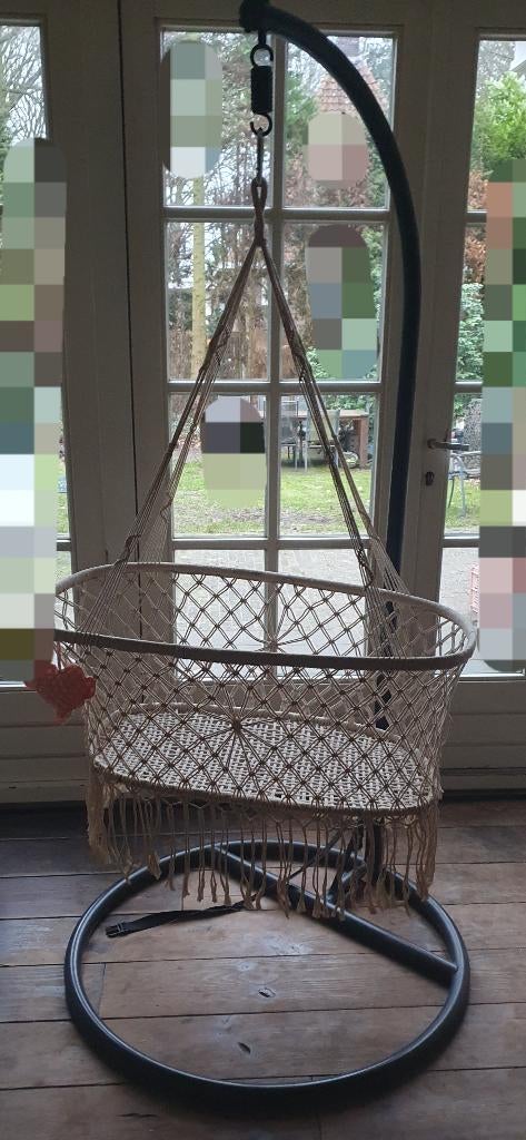 Ibiza hang wieg macramé handgeknoopt, Kinderen en Baby's, Babywiegjes en Ledikanten, Ophalen, Zo goed als nieuw, Wieg