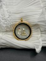 Floating locket in winter/kerst thema, Verzenden, Zo goed als nieuw, Goud, Overige materialen