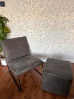 Leen Bakker Fauteuil met Hocker - Goede Staat, Huis en Inrichting, Ophalen, Zo goed als nieuw, Stof, 75 tot 100 cm