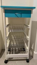 Wit blauw keuken trolley, Huis en Inrichting, Keuken | Keukenelementen, 50 tot 100 cm, Minder dan 100 cm, Blauw, Ophalen of Verzenden