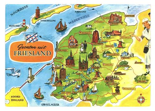 942110	Friesland, Verzamelen, Ansichtkaarten | Nederland, Gelopen, Friesland, Ophalen of Verzenden