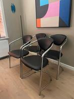 4x vintage eetkamerstoel Effezeta Italiaans design, Huis en Inrichting, Stoelen, Ophalen, Kunststof, Zwart, Zo goed als nieuw