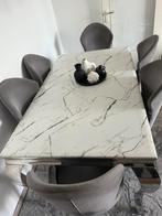 Luxe stevige marmeren eettafel met 6 stoelen!!, Ophalen, Overige materialen, Marmeren eettafel 90 x 165, 50 tot 100 cm