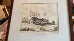 Pentekening Boederij met hooiberg A le Mure, Antiek en Kunst, Ophalen of Verzenden