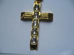 VINTAGE GOUDKLEURIGE KETTING MET KRUIS, Sieraden, Tassen en Uiterlijk, Antieke sieraden, Verzenden, Overige materialen, Ketting