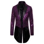 Heren lang paars glitter colbert mannen paarse circus jasje, Verzenden, Nieuw, Paars