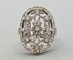 Zilveren Jugendstil ring met Swarovski. 2025/573, Ophalen of Verzenden, Zilver, Ring, Met edelsteen