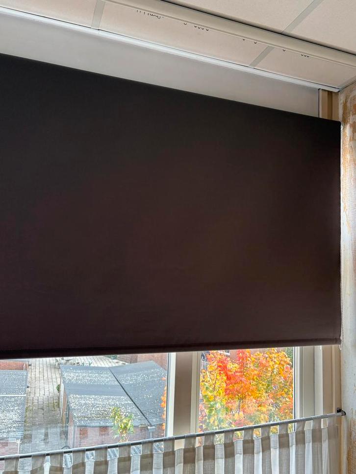 Bruin/ grijs/ taupe rolgordijn, 210 cm breed., Huis en Inrichting, Stoffering | Gordijnen en Lamellen, Gebruikt, 150 tot 200 cm