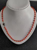 bloedkoraal ketting,antiek,58 cm, Ophalen of Verzenden, Zilver, Ketting