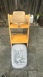 Stokke tripp trapp nieuw model naturel met babyset newborn, Kinderen en Baby's, Kinderstoelen, Ophalen, Zo goed als nieuw, Meegroeistoel
