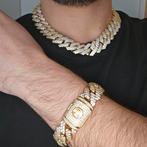 Cernucci Iced Prong Link Ketting + Armband - 18K Goud, Sieraden, Tassen en Uiterlijk, Met edelsteen, Nieuw, Ophalen of Verzenden