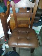 Massief Eiken Eettafel Set + 4 Lederen Stoelen, Ophalen of Verzenden