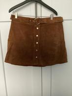 Camelkleurig suède drukknoop rokje van Zara maat L, Maat 38/40 (M), Bruin, Zara, Ophalen of Verzenden